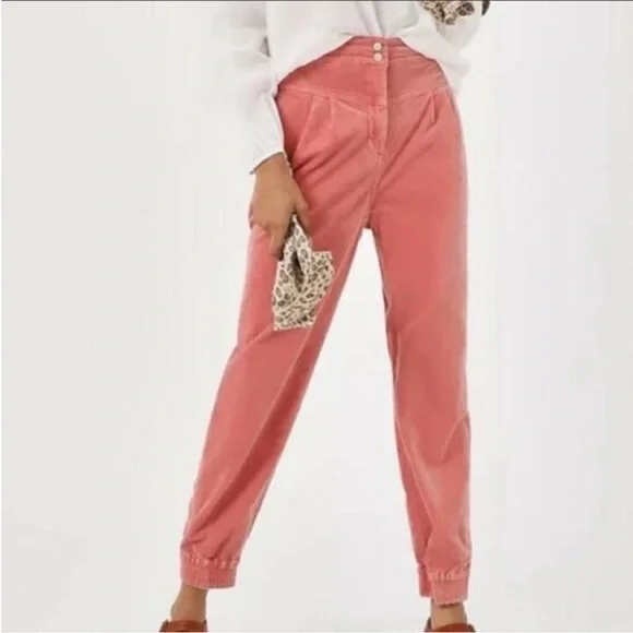 Anthropologie Kalea Trouser Corduroy Joggers in Rose Pink Sz L